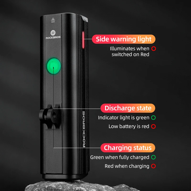 Accessori Mtb ROCKBROS Luce Bici, Power Bank Ricaricabile