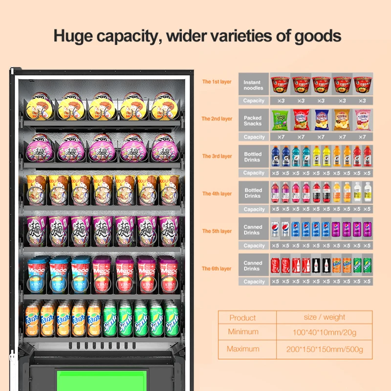 TCN Customized Vending Machine Cup Noodle Ramen Vending Machine With Hot Water