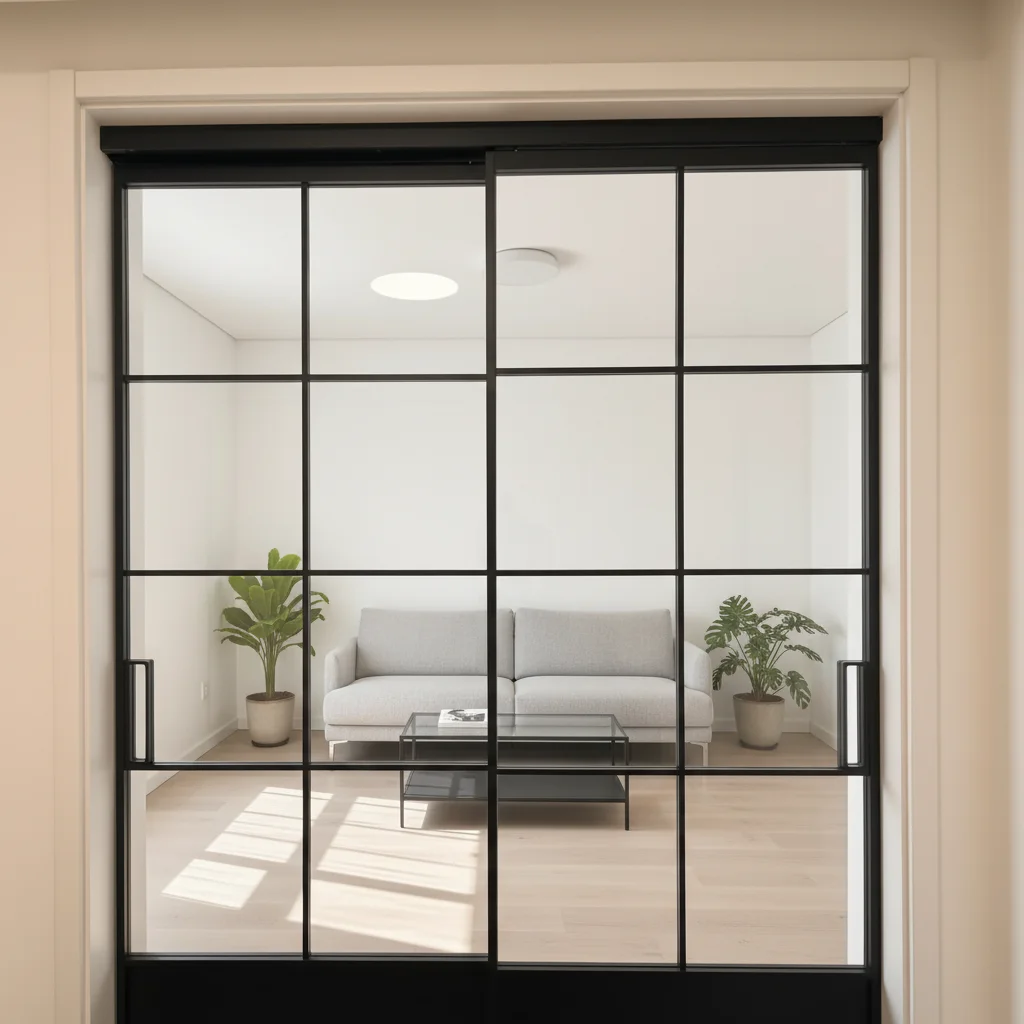 Modern Custom Square Wrought Iron Sliding Door Interior Forged Steel Door for Villa & Luxury Home