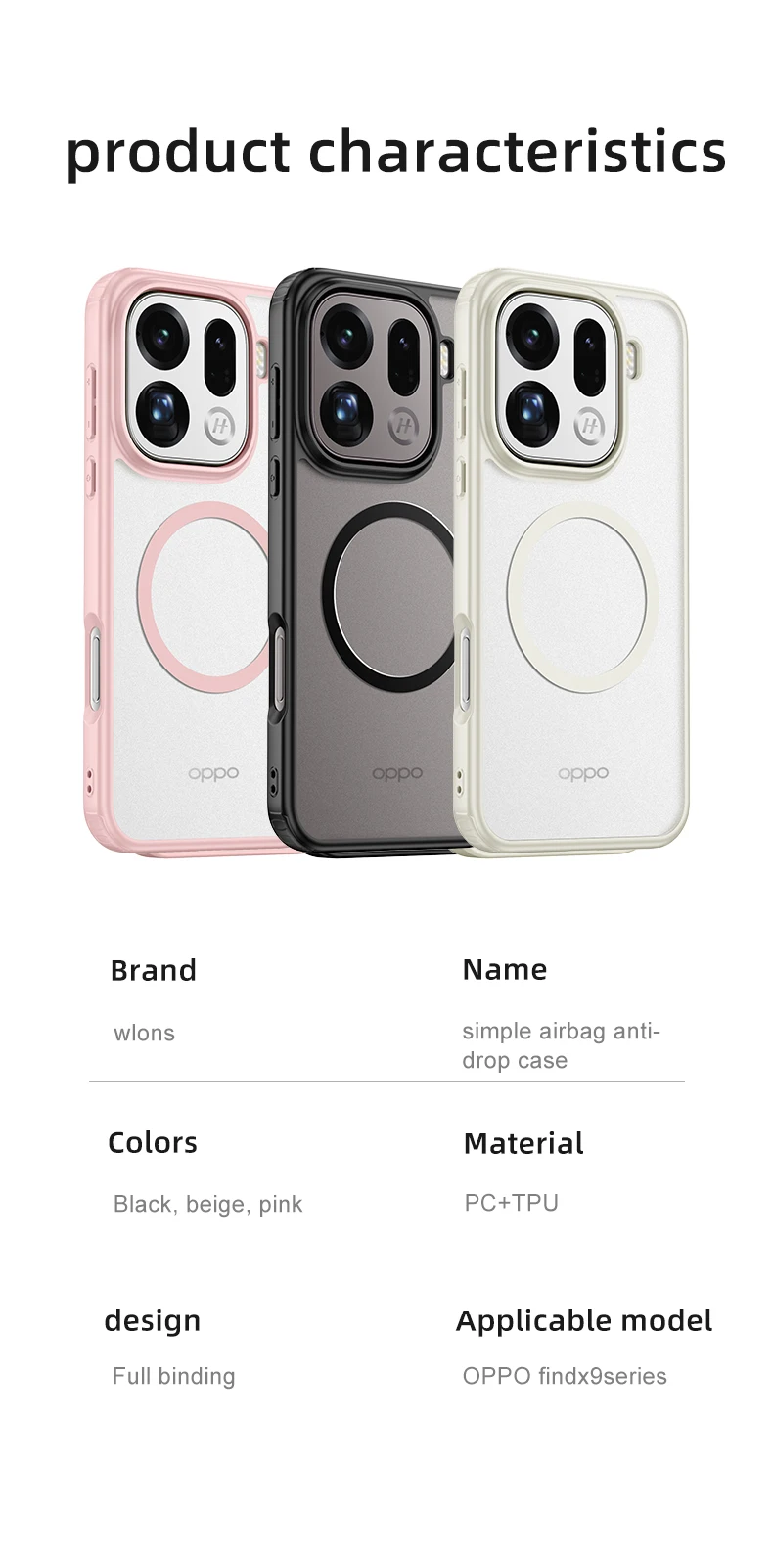 product luxury matte transparent clear magnetic oppo findx9 pro case hard shockproof back cover for mobile phones cover case677-4