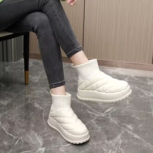 New Outdoor Cotton Thick Base Height Increase Comfortable Waterproof Thermal Snow Boots for Women