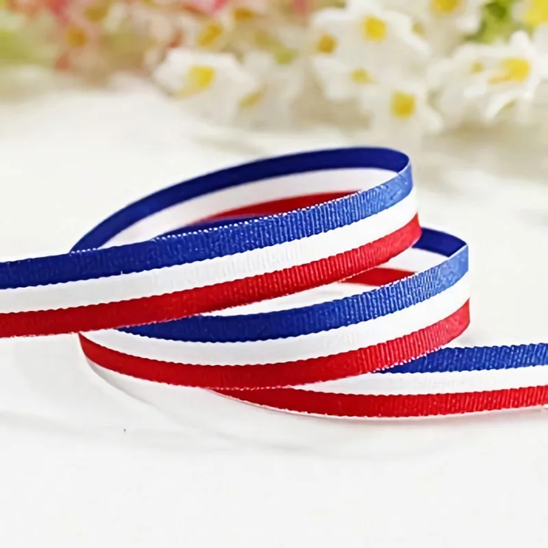 Красная белая и синяя лента в корсажную полоску с американским флагом патриотическая для украшения вечеринки на День Независимости