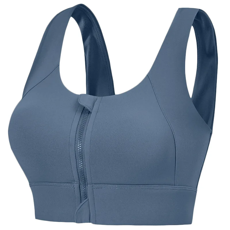 high-strength shock-absorbing sports bra with front zipper, fitness vest, yoga running b preview