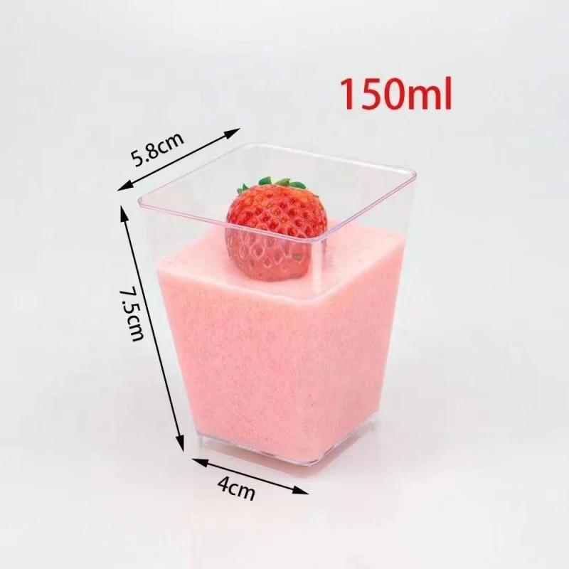 Small Square Parfait Pudding Appetizer Ice Cream Cheesecake 5 Oz Ps Dessert Cup Plastic