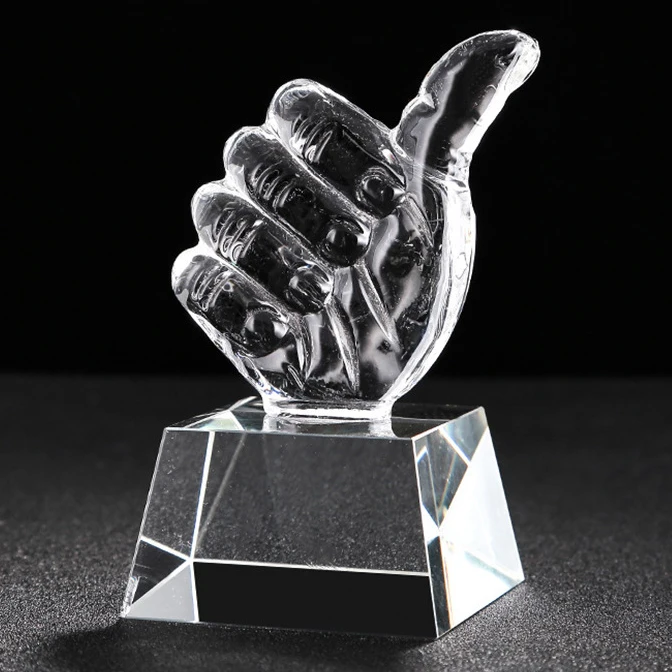 2021 Diamond Crystal Thumb Up Trophy China Custom Award Crystal Gifts ...