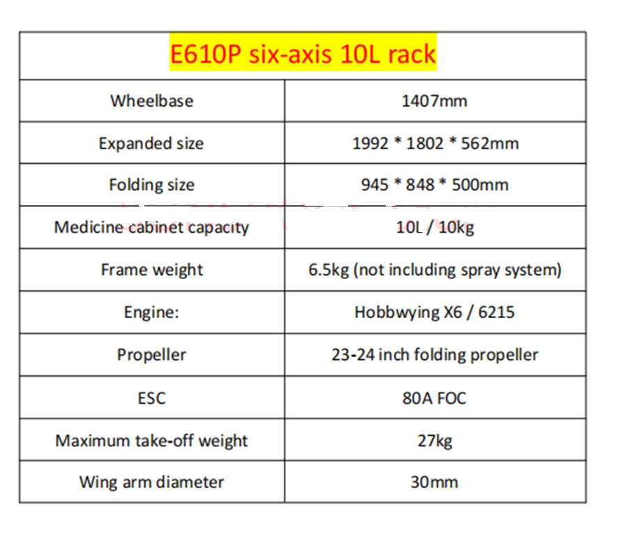 10L 10kg Agricultural Spray Drone Frame match 12S Brushless 5L pump  Hobbywing X6 plus power factory