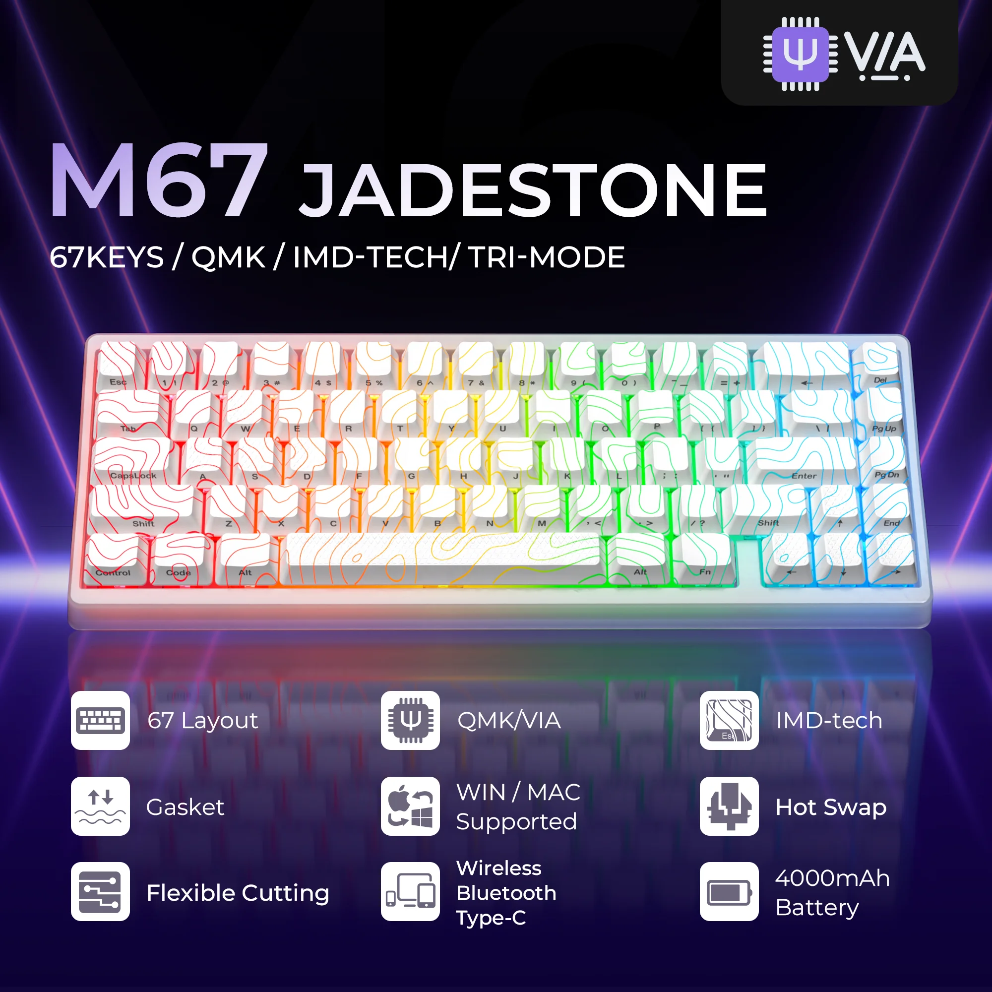 XVX M67 Jadestone Mechanical Keyboard - Fast Shipping 65%