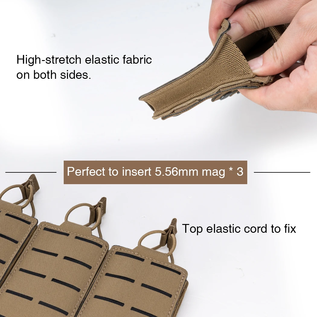 Pochette Triple Pour Chargeurs LSR 556 – Tissu Nylon MOLLE, Pour Airsoft Ou Tactique (IDOGEAR)