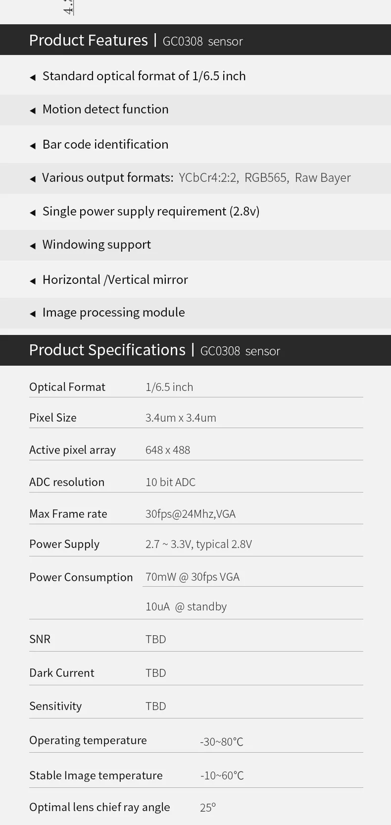 DGZX0308-A35 GC0308 DVP scan camera module 0.3MP 640*480 30fps with ISP without distortion support ESP32 board插图2