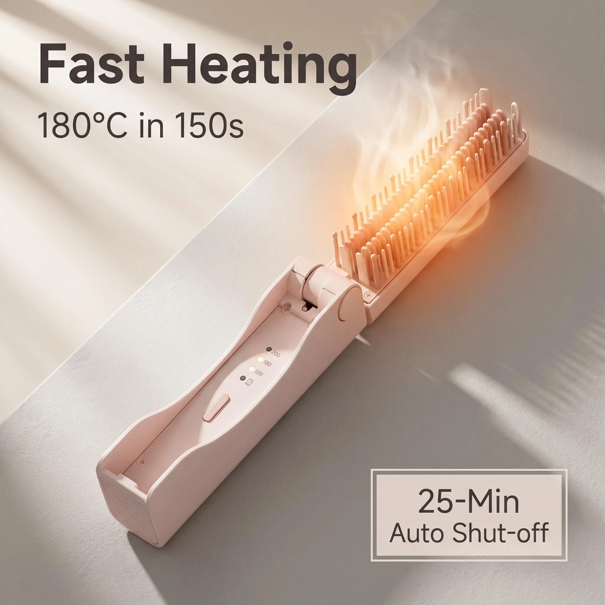 Professional Foldable Wireless Hair Straightener Brush Type-C Rechargeable Titanium Mini Flat Iron Multi-Temperature for Travel