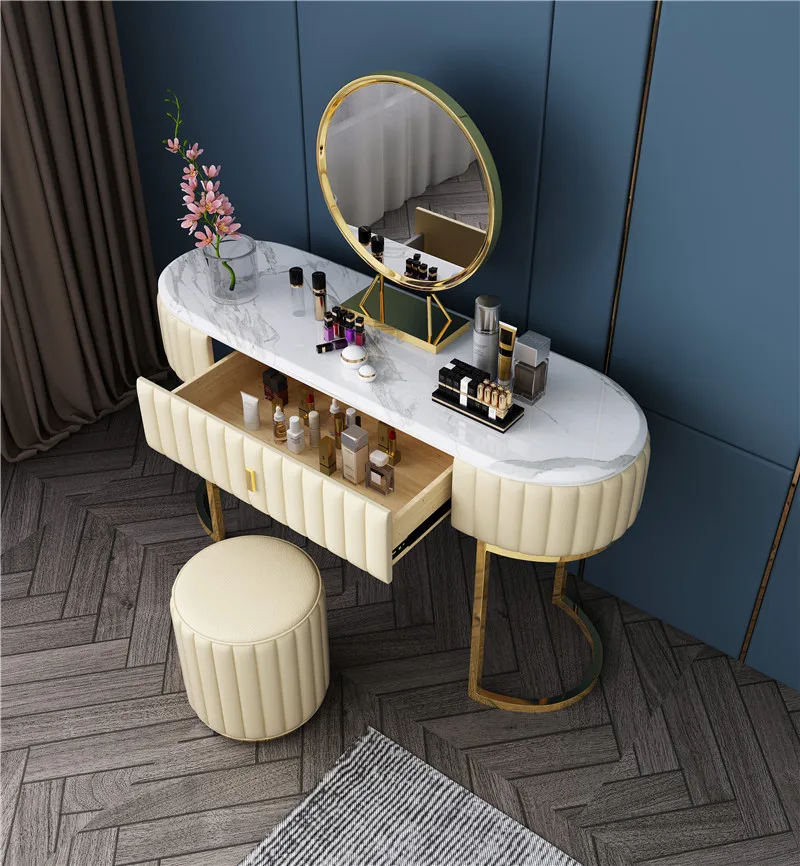 Custom Gold Metal Marble Top Dressers Cabinet Home Furniture Luxury Bedroom Dresser Table