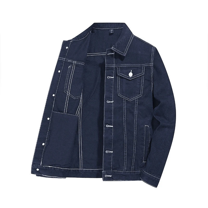 High Quality Cotton Denim Jacket Custom Men'S Long Sleeve Jacket Plus Size University Jeans Denim Jacket Coats for Man manufacture