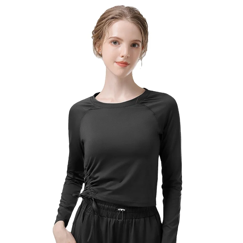 Soft Stretch Yoga Tshirt Women Quick Dry Sports Workout Shirt Side