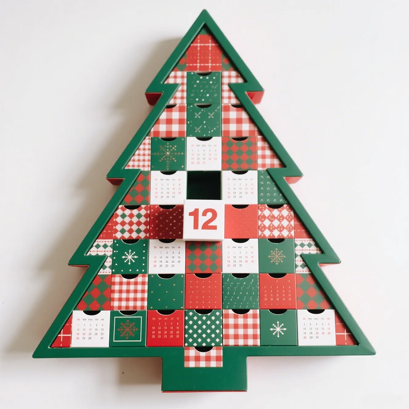 Custom printed advent calendar showing jewelry packaging layout