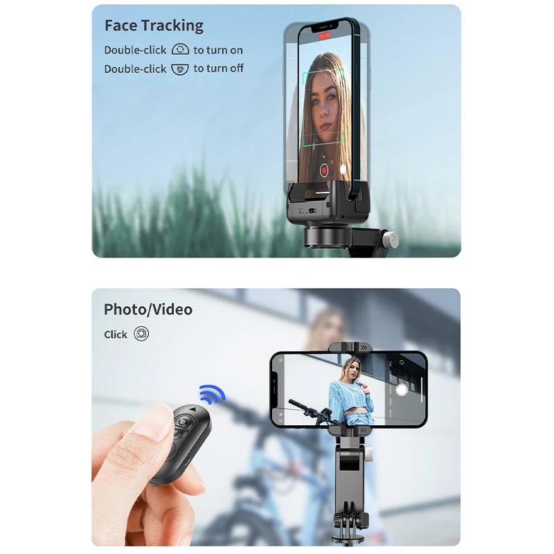 Gimbal Stabilizer Lamp Face Tracking With App Rotation Wireless  Selfie Stick Tripod Desktop Support With Beauty Fill Light Q18