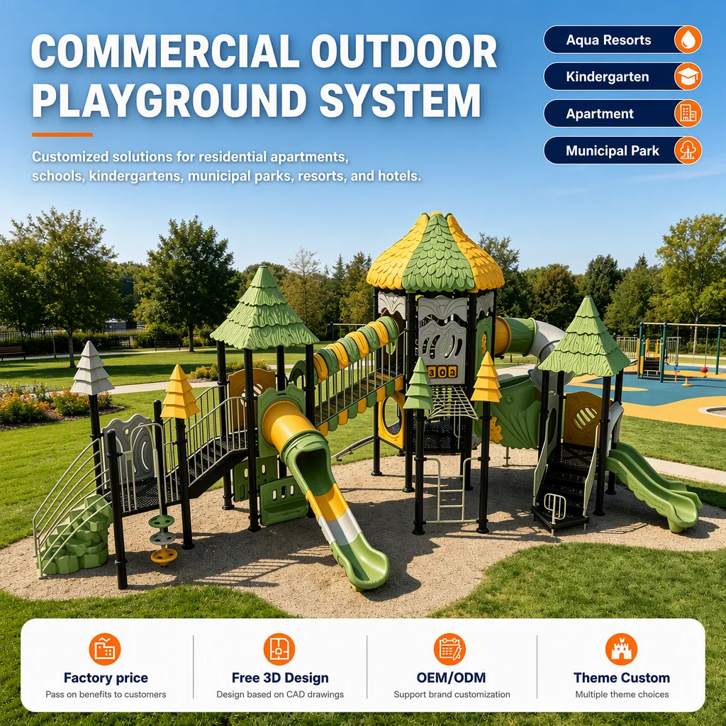 Treehouse Castle Outdoor Playground Equipment Kids Climbing Frame Slide Swing Set Galvanized Steel CE CPC Certified OEM Safe