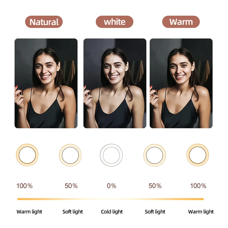 Мини-штатив для мобильного телефона, светодиодный монопод 26 см, круглый зажим 10 дюймов, Настольный светильник для фото и косметологии, подсветка для стола