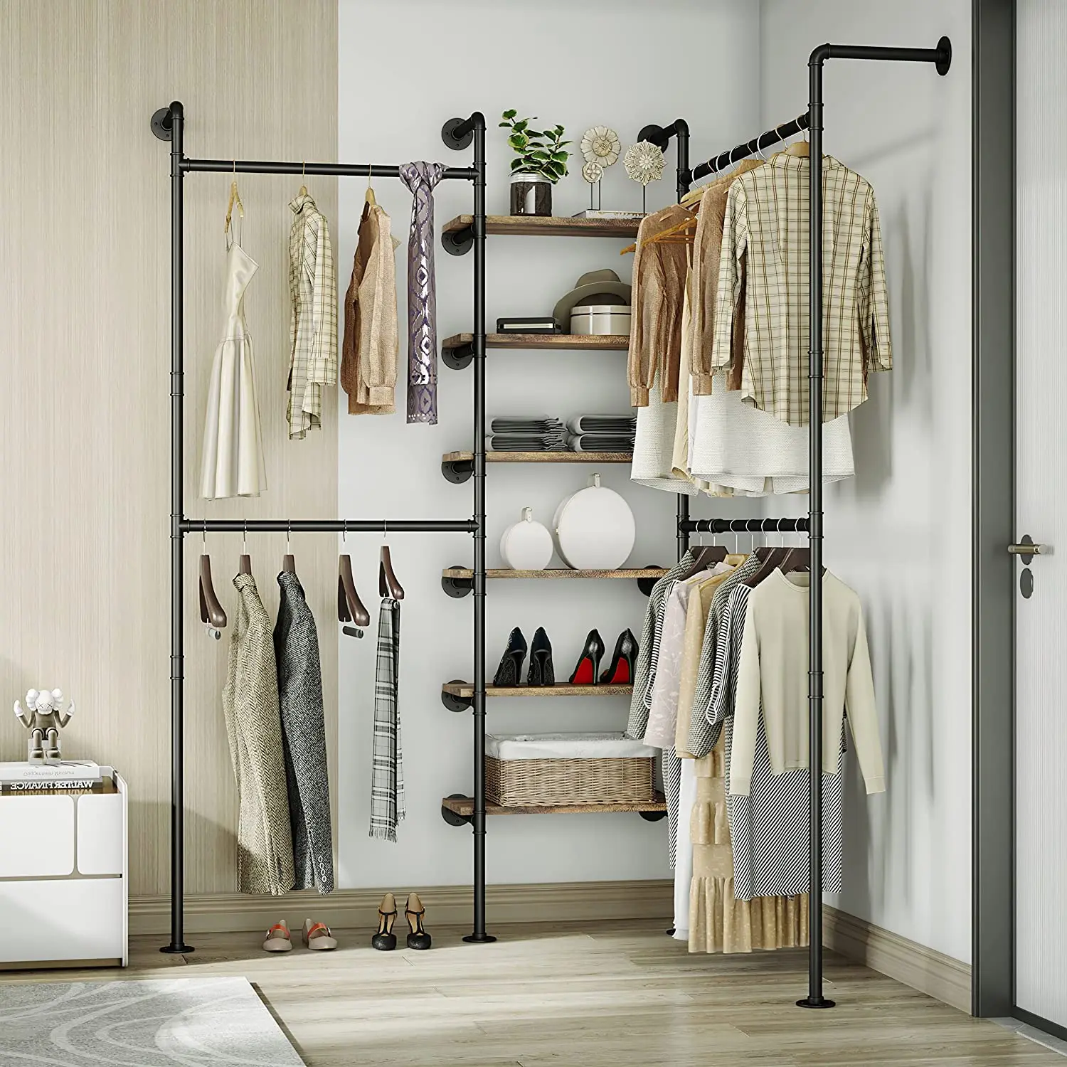 Easy To Assemble Dressing Room Open Wardrobe Clothing Rack Bedrooms
