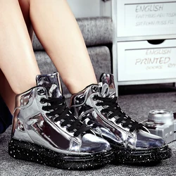 Silver Glitter High top Casual Shoes Women