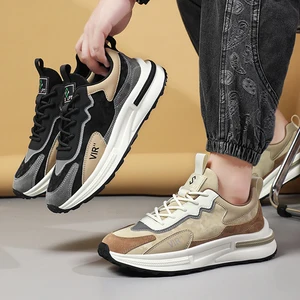 New Men's Shoes Summer Breathable Waterproof Leather Sports Leisure Trendy Thick Soled Sport Shoes Skateboarding Running Shoes