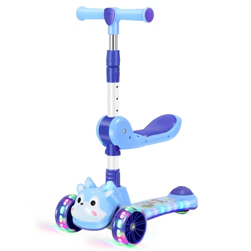 Factory 3-in-1 1-8 Years Old Multi-Functional Baby Scooter Foldable Flash Pedal Scooter with 3 Wheels for Kids and Babies