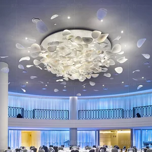 Post-modern Light Luxury Sales Center Special-shaped Glass Engineering Chandelier Hotel Shopping Mall Villa Club Custom Lamps