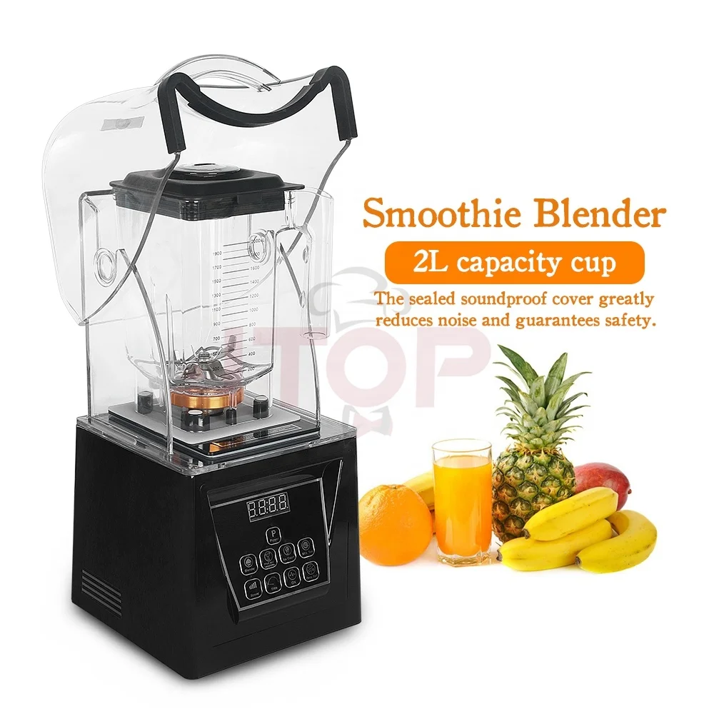 Electric Commercial Smoothie Blender 2L Food MixerSoundproof Cover 110-240V