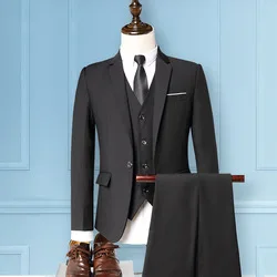 Weste, Hose, dreiteiliges Set, hochwertiger, maßgeschneiderter Sportmantel und Blazer für Herren, Anzug, Business_voghion.com