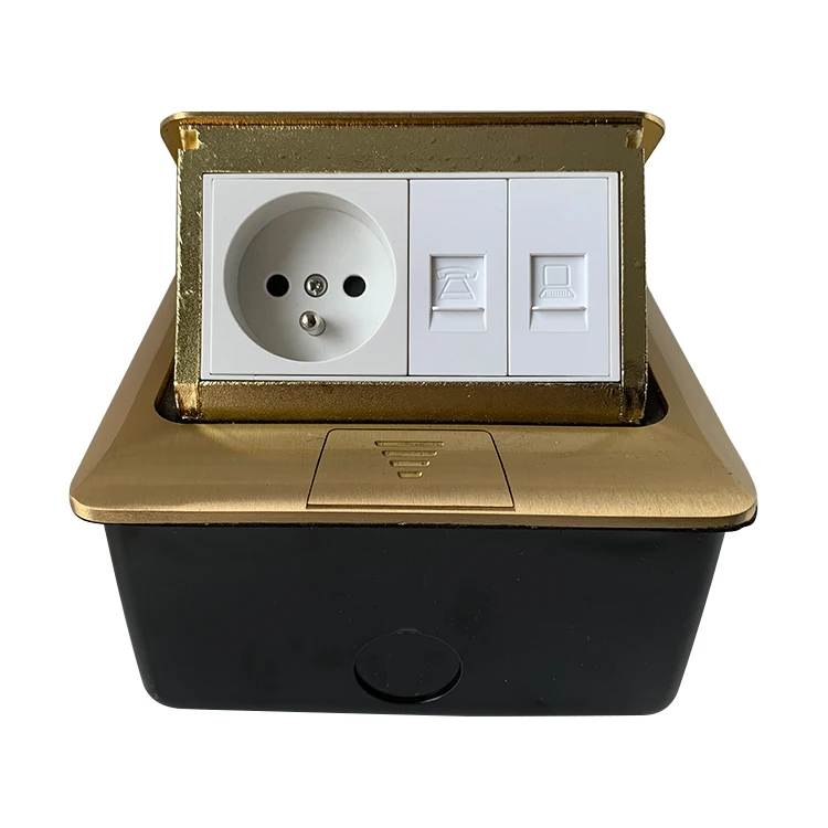 Factory Supply Copper Alloy 16A Pop up Computer Internet Electrical Power Waterproof Floor Pop up Socket Outlet for TEL