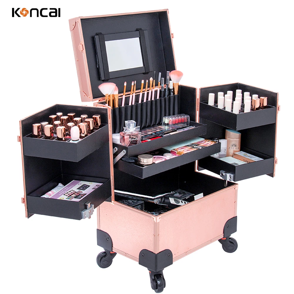 Hot Sale Multi-layer Nail Trolley Box Rose Gold Large Capacity Makeup ...