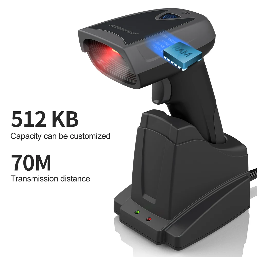 Xincode 2D Wireless Barcode Scanner QR Code Reader CMOS  for Warehouse POS and Computer Wireless Scanner Barcode With Stand