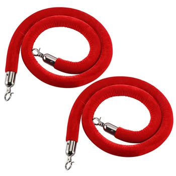 Factory Sales Crowd Control Red Velvet Rope For Stanchion Queue Barrier