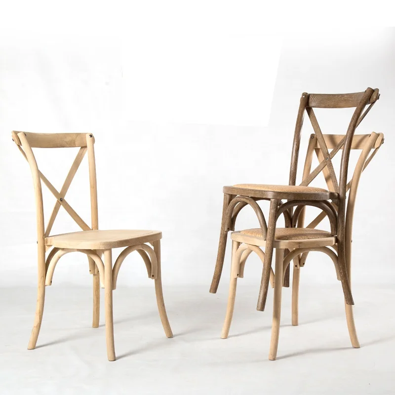 Solid Wood Stackable Wood Cross Back Chair Wedding Event Rental Chair