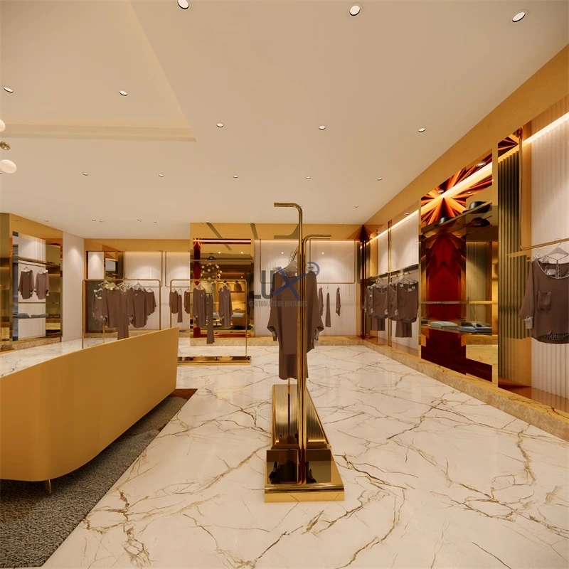 Lady Garment Modern Tailor Shop Decor Clothes Stand for Store Clothing Showroom Furniture Cloth Shop Interior Design Ideas