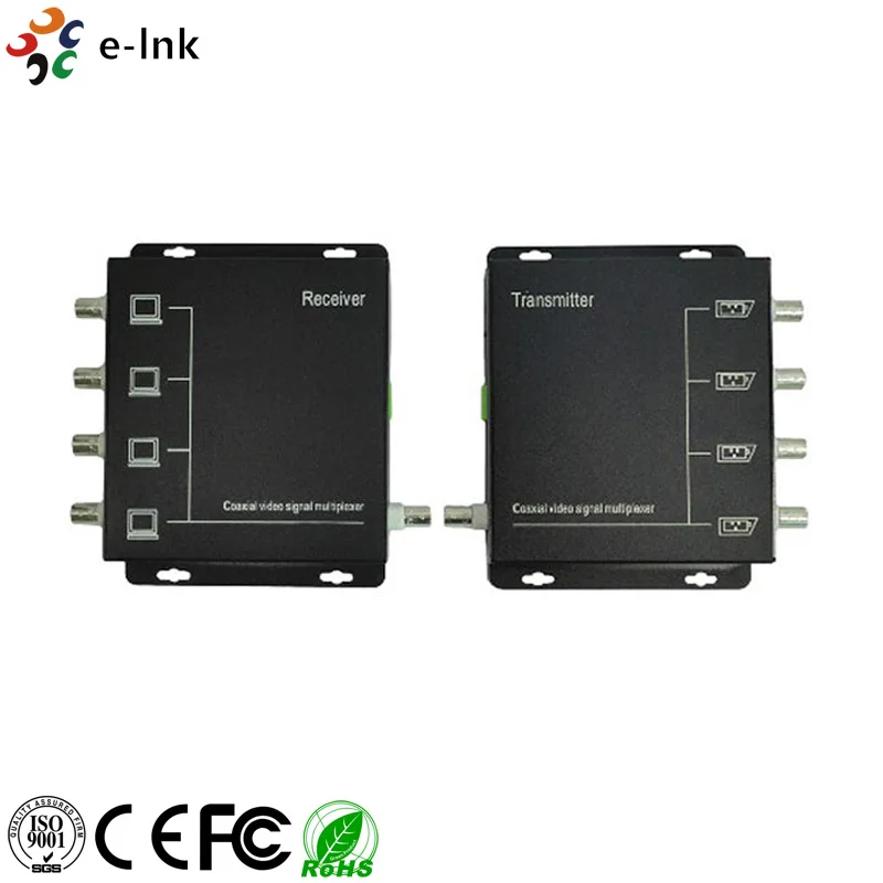 4 Channel Video Converter Transmitter and Receiver for Camera over One Coaxial Cable without Power Adapter