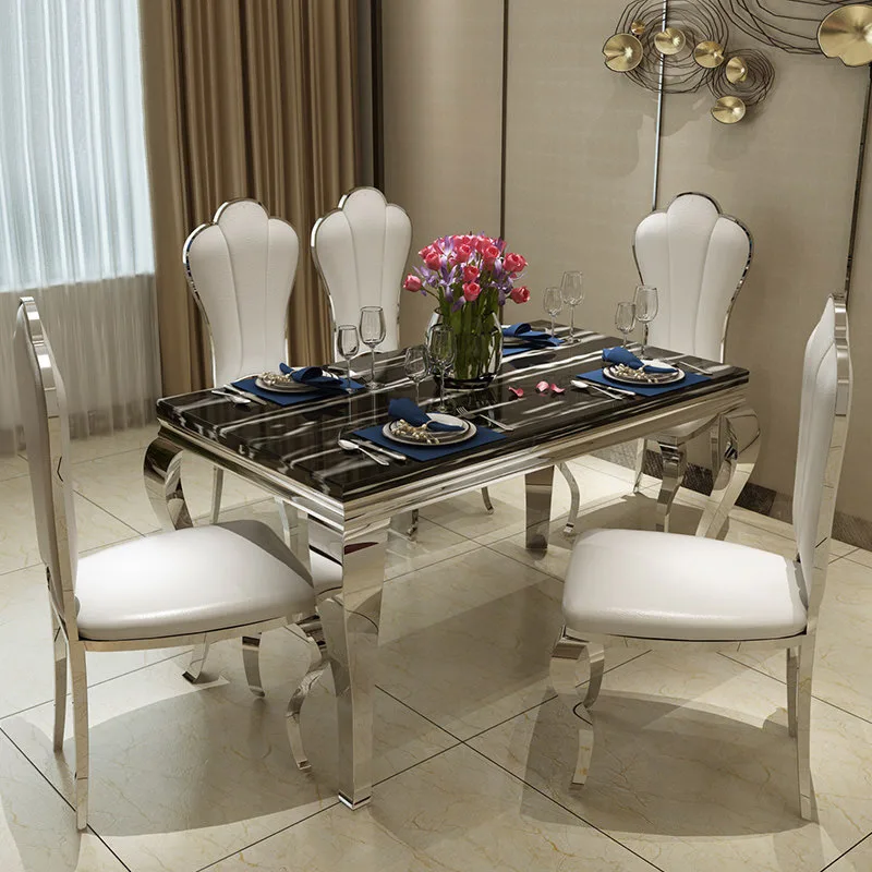 Marble and Granite Dining Table Set Dining Room Furniture Luxury Modern for 6