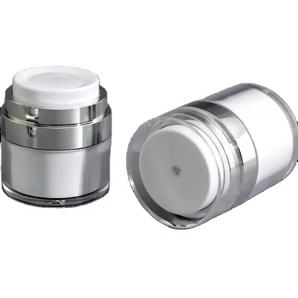 15ml 30ml 50ml  Acrylic Cosmetic Packaging Refillable Skin Care Acrylic Jar Face Cream Dispenser Vacuum Press Bottle