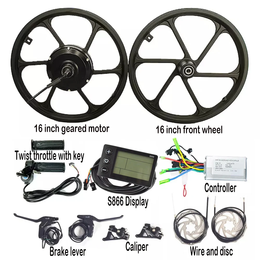 electric bicycle conversion kit for 16 wheels 48 Volt Bike with Magic Pie 3 Hub Motor and Monster Scooter Parts Convert your 16inch original bike to ebike with leaf 16 inch 48V 52V 1000W front hub motor electric bike conversion kit. Electric Bicycle Conversion Kit For