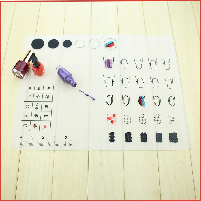 Washable Nail Polish Coloring Practice Pad Flexible Roll up Silicone Acrylic Nail Training Mat for Application Practice