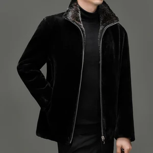 Cost-Effective Luxury Men Winter Jacket High End Eco Warm Soft Furry Faux Fur Coat Black
