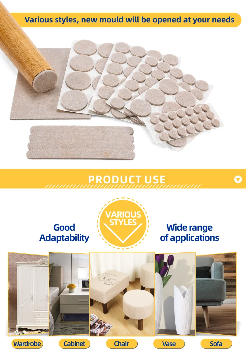 No noise felt floor protector self adhesive felt furniture pads to Protect the Wood Floor with Various Sizes