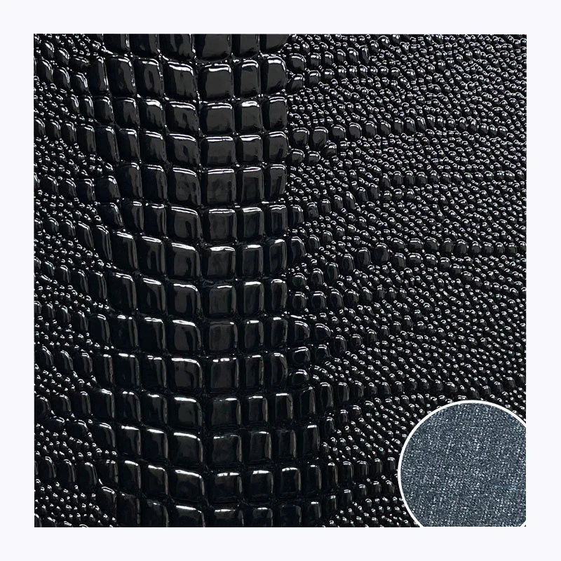 Crocodile Pattern Embossed Reflective Glossy PVC Leather Faux Synthetic Artificial Alligator Two Tone Shiny for Furniture