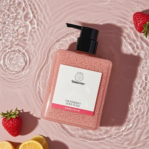 Factory Wholesale Strawberry Essence Body Scrub Gel Form Exfoliating Nourishing Whitening and Brightening BODY WASH