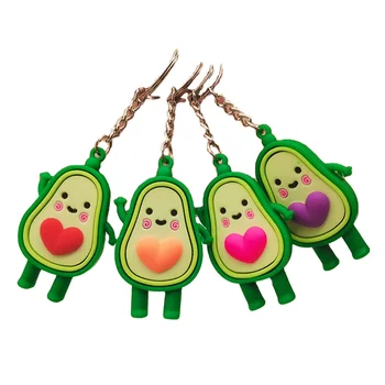 Custom 3d Rubber Keychain Cheap Wholesale Keychains Commercial Promotional Gifts Cartoon Avocado Key Ring