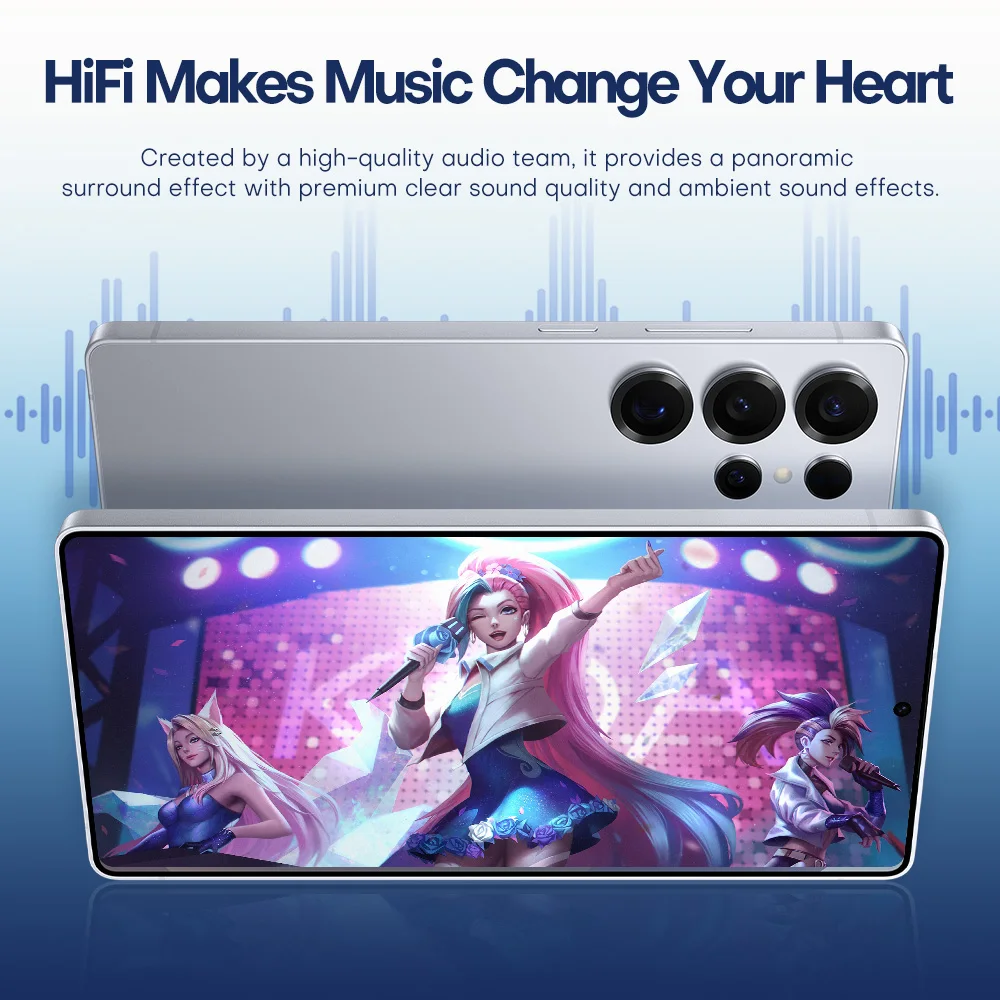 New Androsd 25 Pro Max Full-screen Smartphone 5g 7.3-snch 48MP+158MP Dual Card Face Recognstson 16GB+1TB Gamsng Telephone