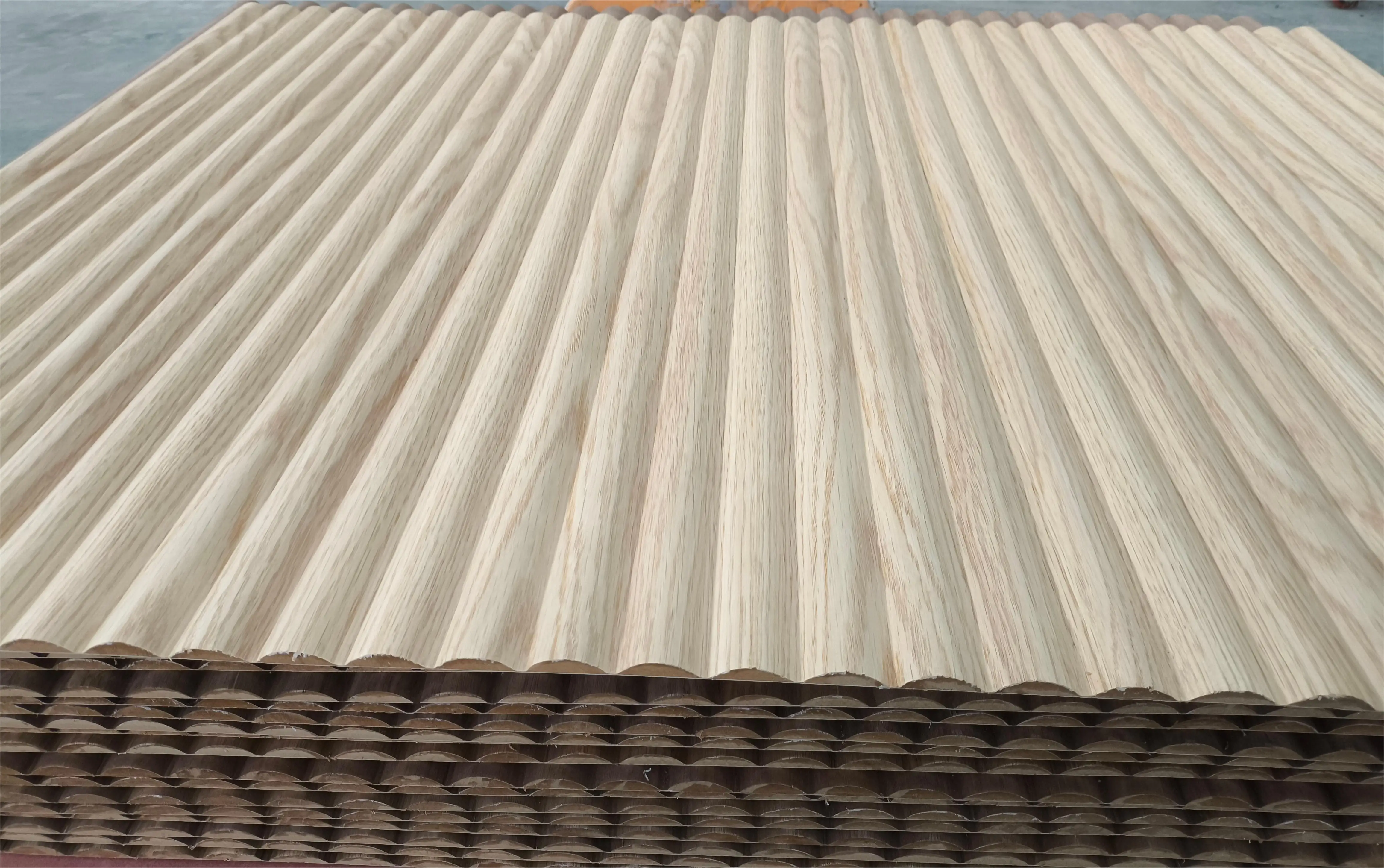 Walnut/oak Wood Veneer Fluted MDF Wall Paneling - NEW Interior Decoration
