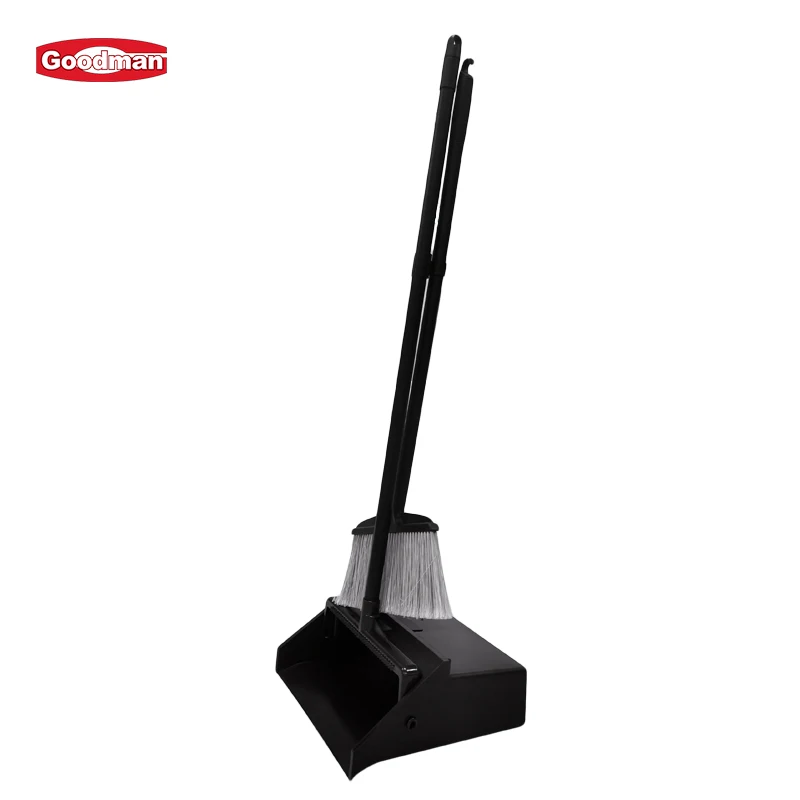 Commercial janitor supplies cleaning tools heavy duty upright black long handle plastic dustpan