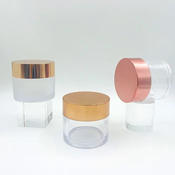 50g wholesale Luxury empty PS Jar nail gel dipping powder jar 50g 50ml clear acrylics uv polish plastic Jar with double cap