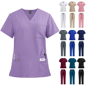 Customized 94% polyester + 6% spandex Jogger Sets Hospital Scrub Uniform Four Season Scrub Top Long Pants uniforme de enfermera