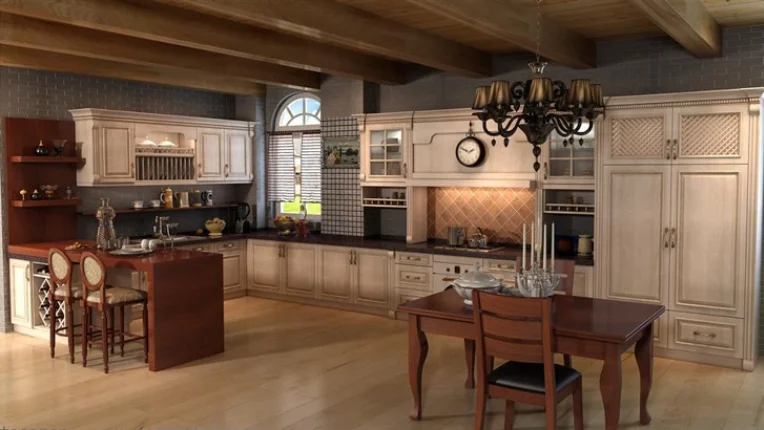 European Style Solid Wood Kitchen Cabinet Side Panel Kitchen Cabinet Organizer